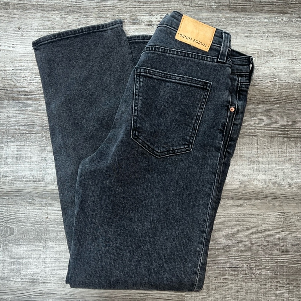 Denim forum black denim with button zipper good condition
